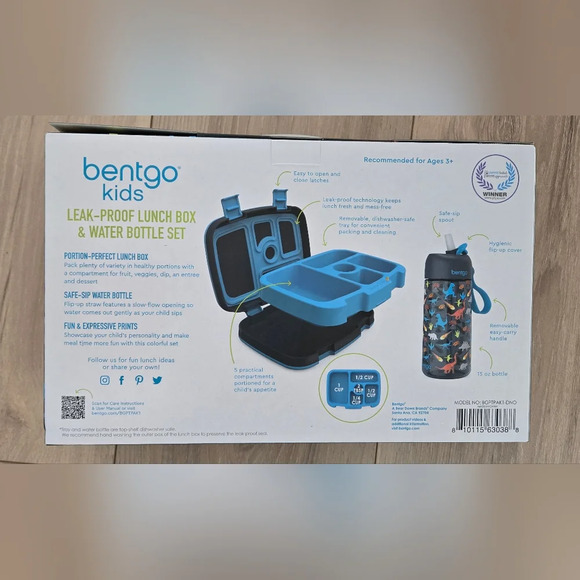 NIB Bentgo kids dinosaur lunchbox & water bottle - Picture 2 of 2